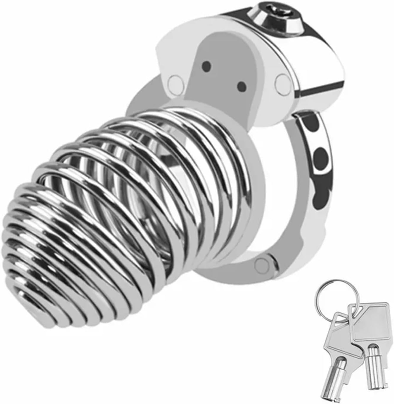 Threaded Penis Lock with Adjustable Penis Ring Metal Chastity Cage Gay Abstinence Anti-Cheating BDSM Sex Toys Sex Shop White One Size