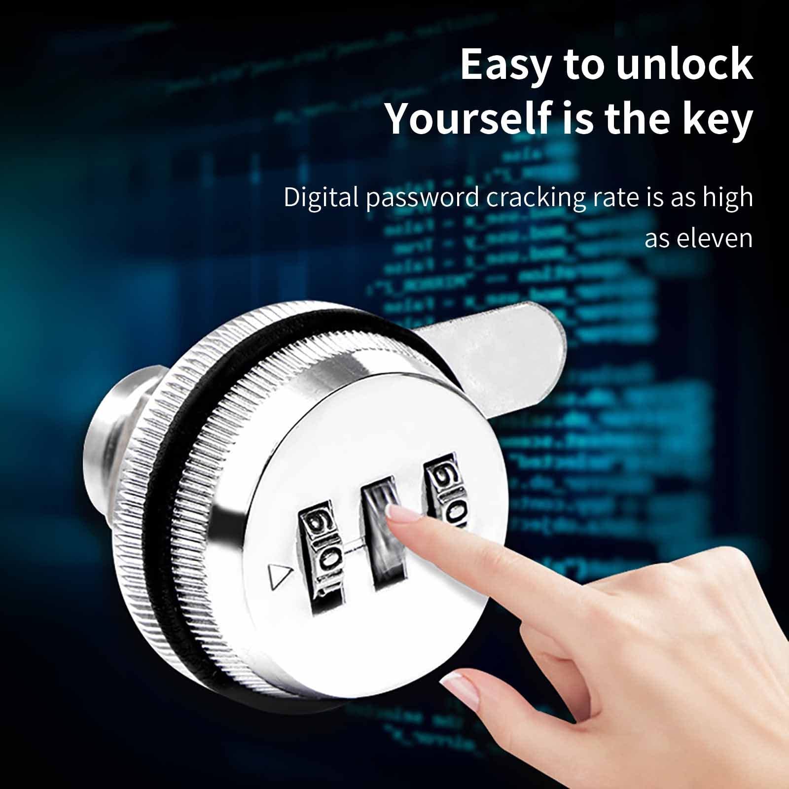 Door Lever Zinc Alloy Door Lock with Combination 3 Digit Dial Type Door Locks Drawer Lock 30mm-Gold - Image 6