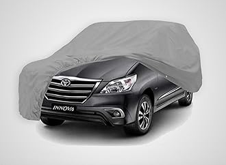 BABBLINGS Car Body Cover Compatible with Old Toyota Innova | Waterproof Heavy Duty Car Body Cover + Sun Protection + Triple Stitched + Mirror Pocket (Silver)