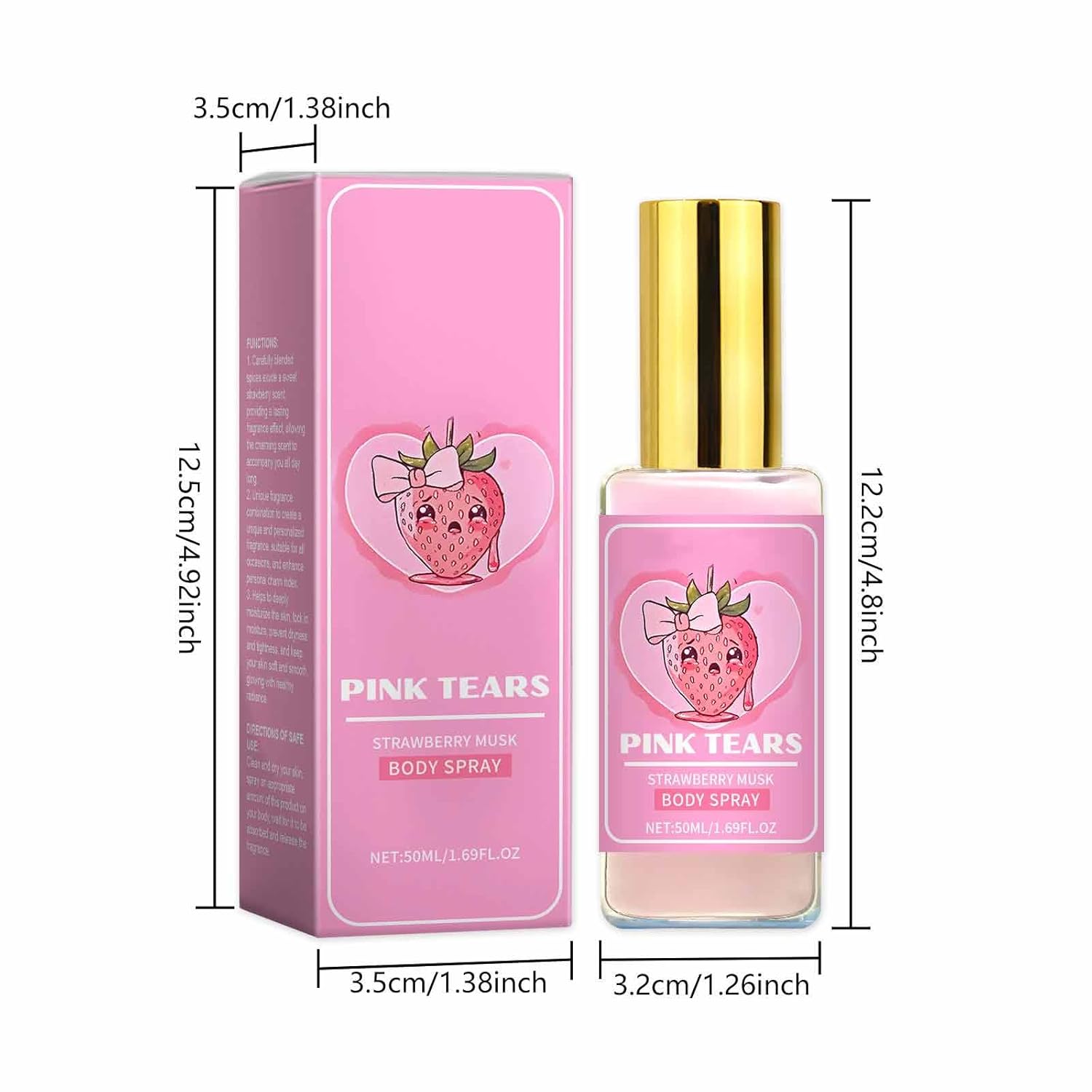 Pink Tears Body Perfume,Fresh Strawberry Body Milk Mist Spray - Image 4
