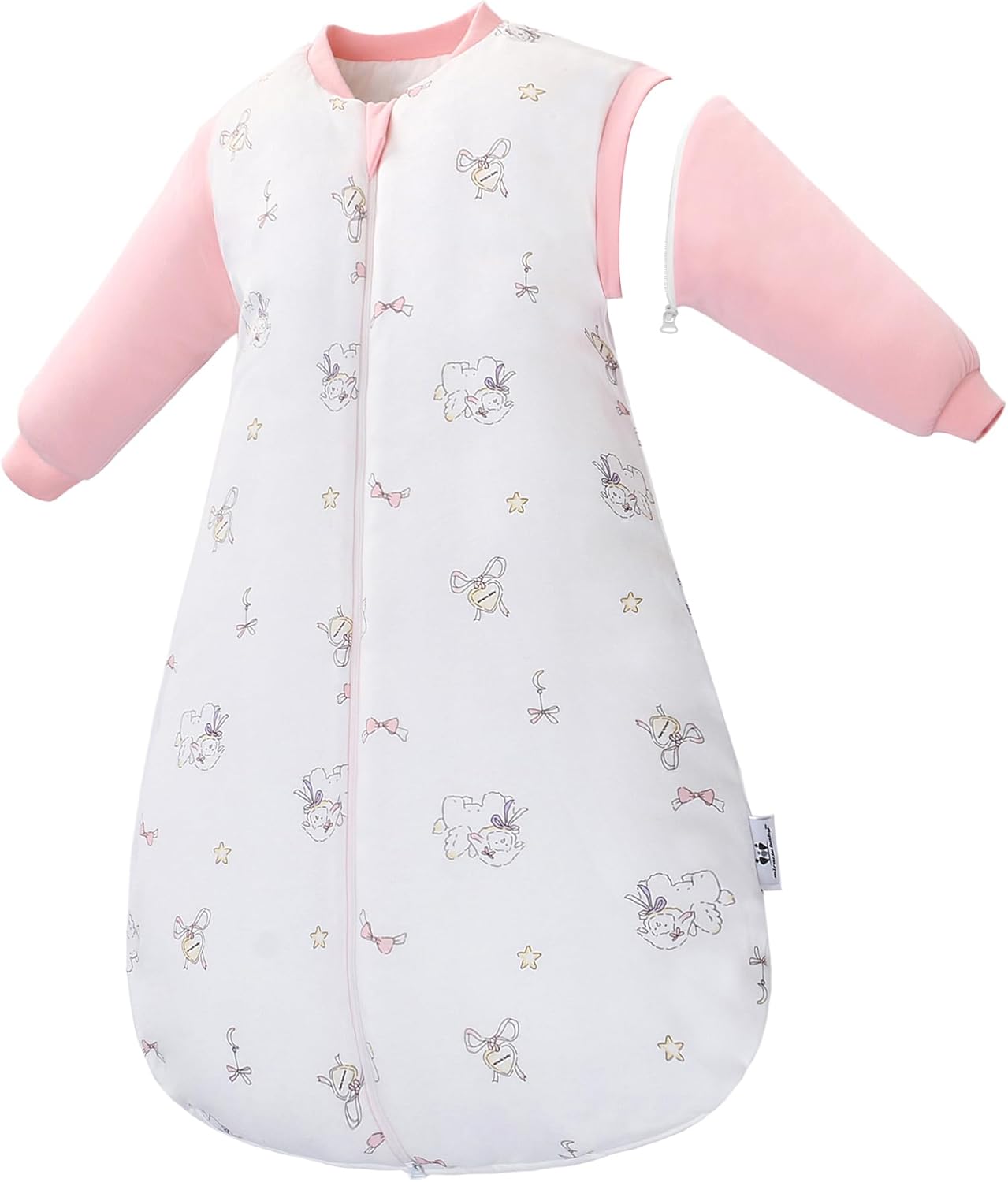 Miracle Baby Sleep Sack with Detachable Long Sleeves, 3.5 TOG Ultra-Thick Quilted Winter Baby Sleeping Bag with 2-Way Zipper