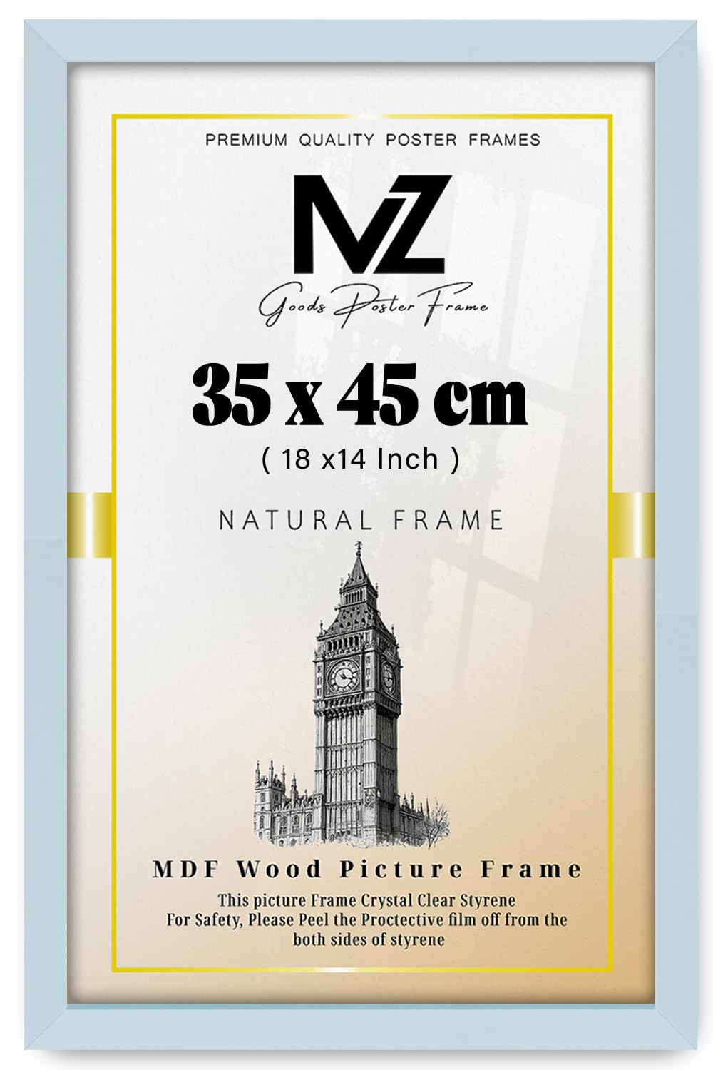 MZ GOODS | MDF Picture Frame (35 x 45 CM) 14 for Travel Photos & Art, Elegant MDF Finish, Sturdy Hanging Hooks for Vertical & Horizontal Display [ Light Grey ]