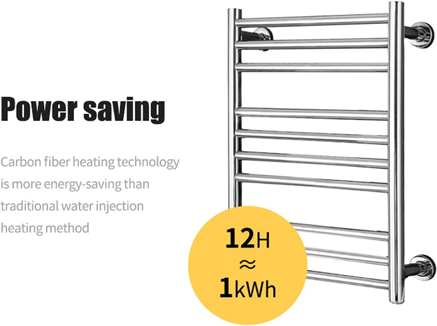 Electric Heated Towel Rail Bathroom Radiator Drying Rack,10-Bar Wall Mounted Towel Warmer,Electric Stainless Steel Heated Towel Rack with LED Switch