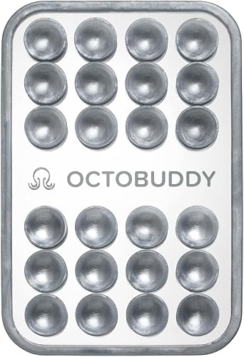 OCTOBUDDY Mirror Amazon-Exclusive Suction Cup Phone Mount with Built-in Mirror Silver Swirl Hands-Free Grip for Videos & Selfies 2.6 x 3.9