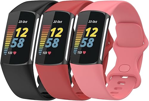 Correas deportivas compatibles con Fitbit Charge 5 Smartwatch Accesorio, correa de reloj de silicona suave, pulsera de repuesto para Charge5,