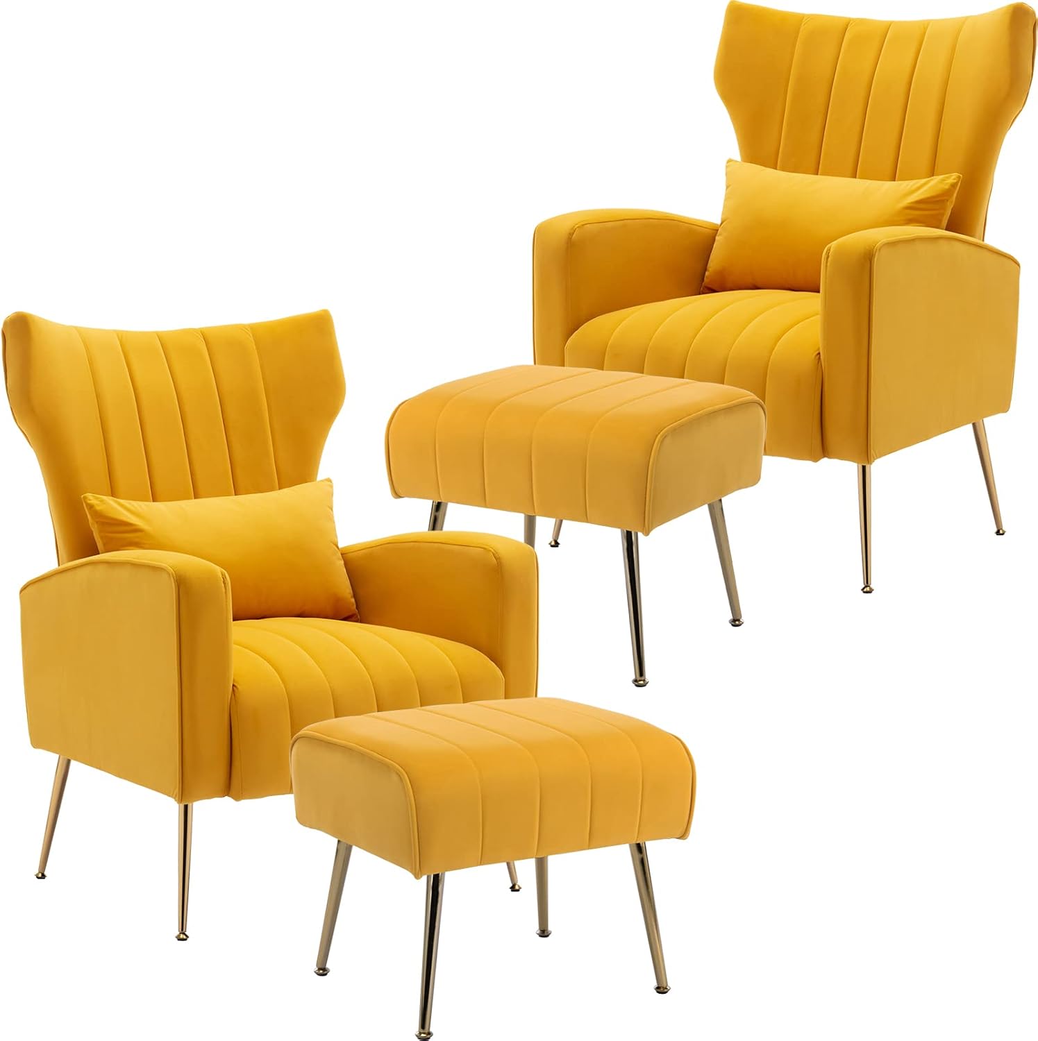 LZAREAL Living Room Accent Chairs Set of 2 with Ottoman