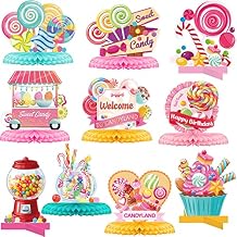 10 Pieces Candyland Party Decorations Candyland Table Decorations Lollipop Table Honeycomb Centerpieces Decor for Candy Theme Birthday Party Supplies Tables Decor Baby Shower Halloween Spooky Candy