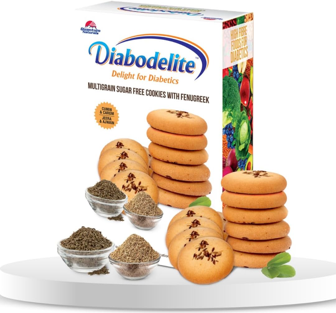 Diabodelite 200g Cookies Jeera & Ajwain Flavour| Delight For Diabetics Multigrain sugar-free Digestive cookies with Fenugreek | for Maintaining Optimum Balancing Blood Sugar | Pack of 1