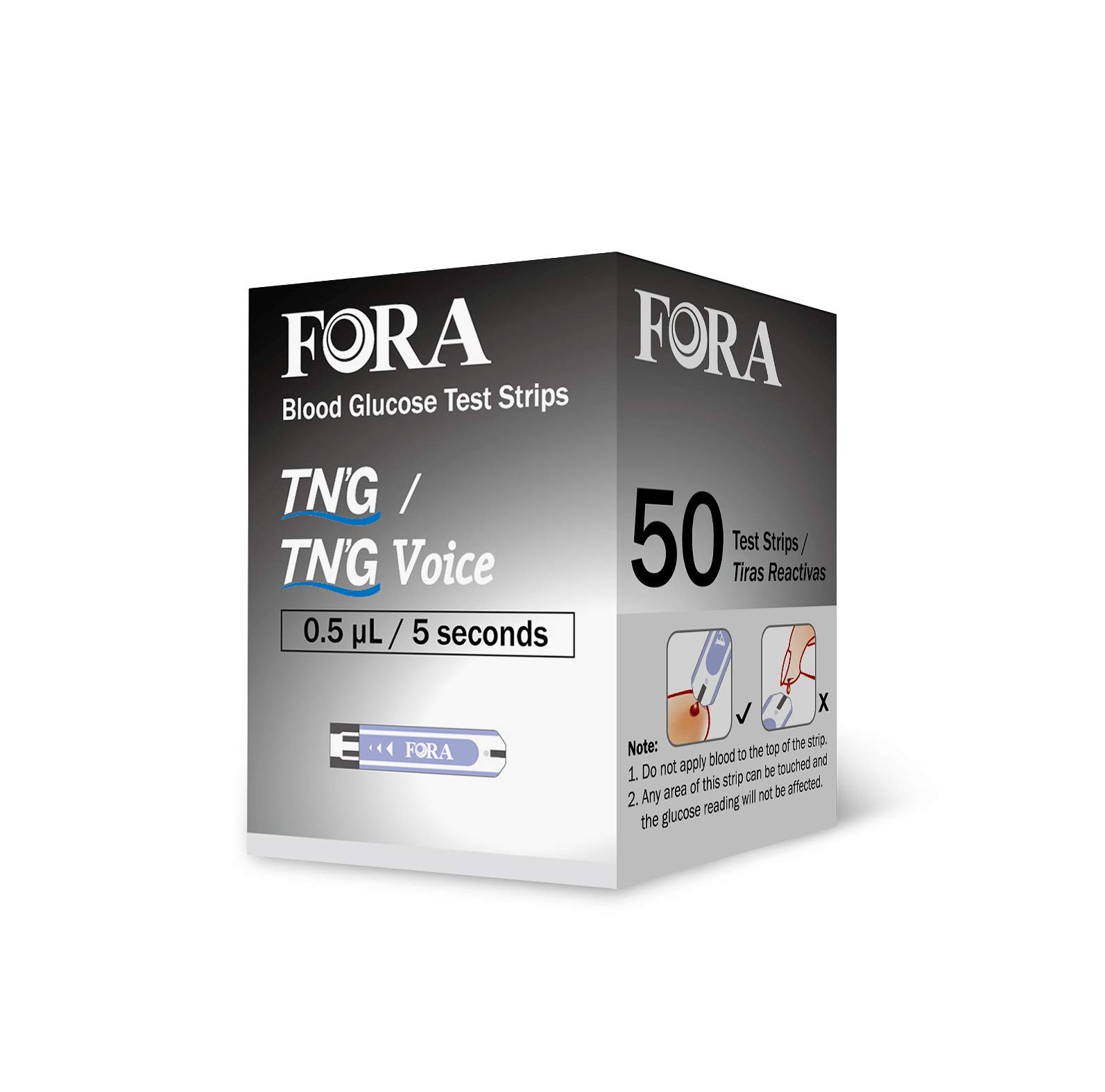FORA TN'G Voice Blood Glucose Strips (50 count/vial, NOT compatible with FORA 6 Connect/Test N'GO Advance Voice Meter) (1)