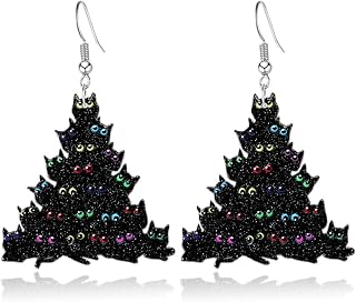 Christmas Earrings for Women Cute Gingerbread Man Elf Fawn Charm Earrings Acrylic Fashion Christmas Tree Cat Dinosaur Funny Earrings Xmas Party Favors Decor Accessories