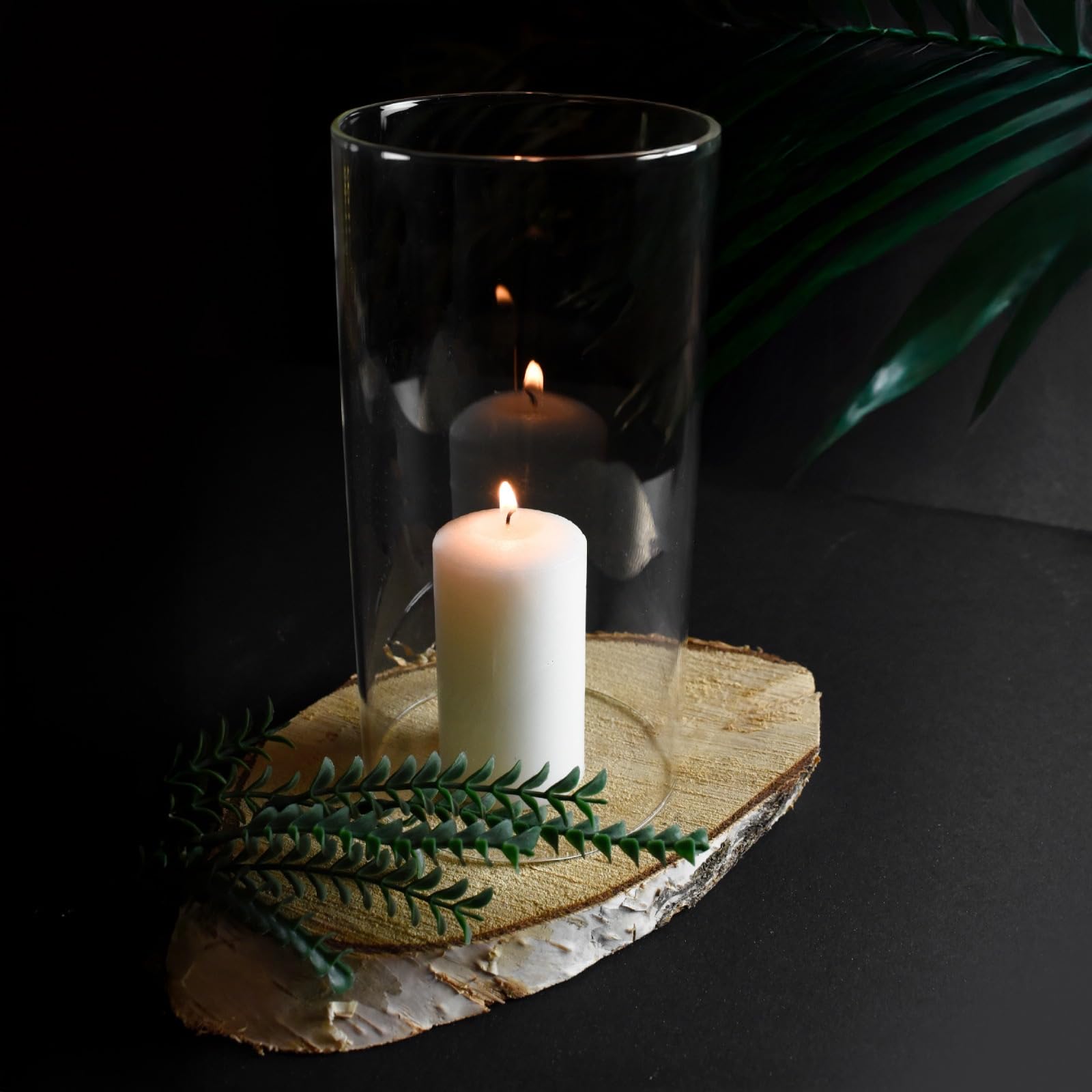 Sendez 2 cilindros de cristal sin base, altura: 20 cm, diámetro de 10 cm, portavelas, decoración de mesa, portavelas, farol