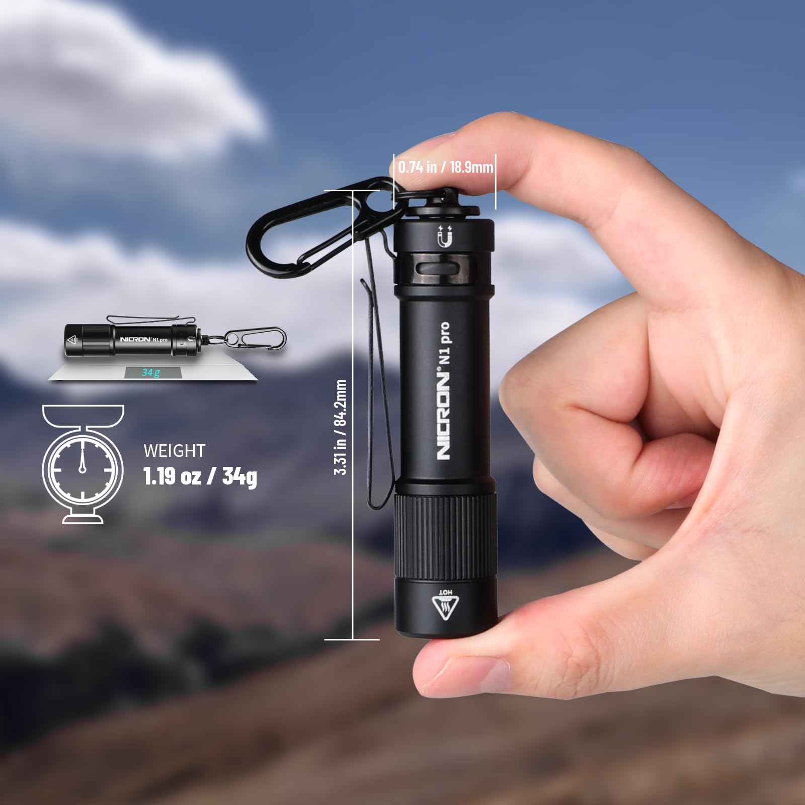 NICRON N1pro EDC Flashlight, 1000 Lumens Rechargeable Flashlights