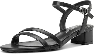 Aachcol Womens Strappy Low Heel Sandals Open Toe Chunky Block Heels Ankle Strap Short Heels Bride Wedding Party Dress Shoes 2.0 Inches Heels