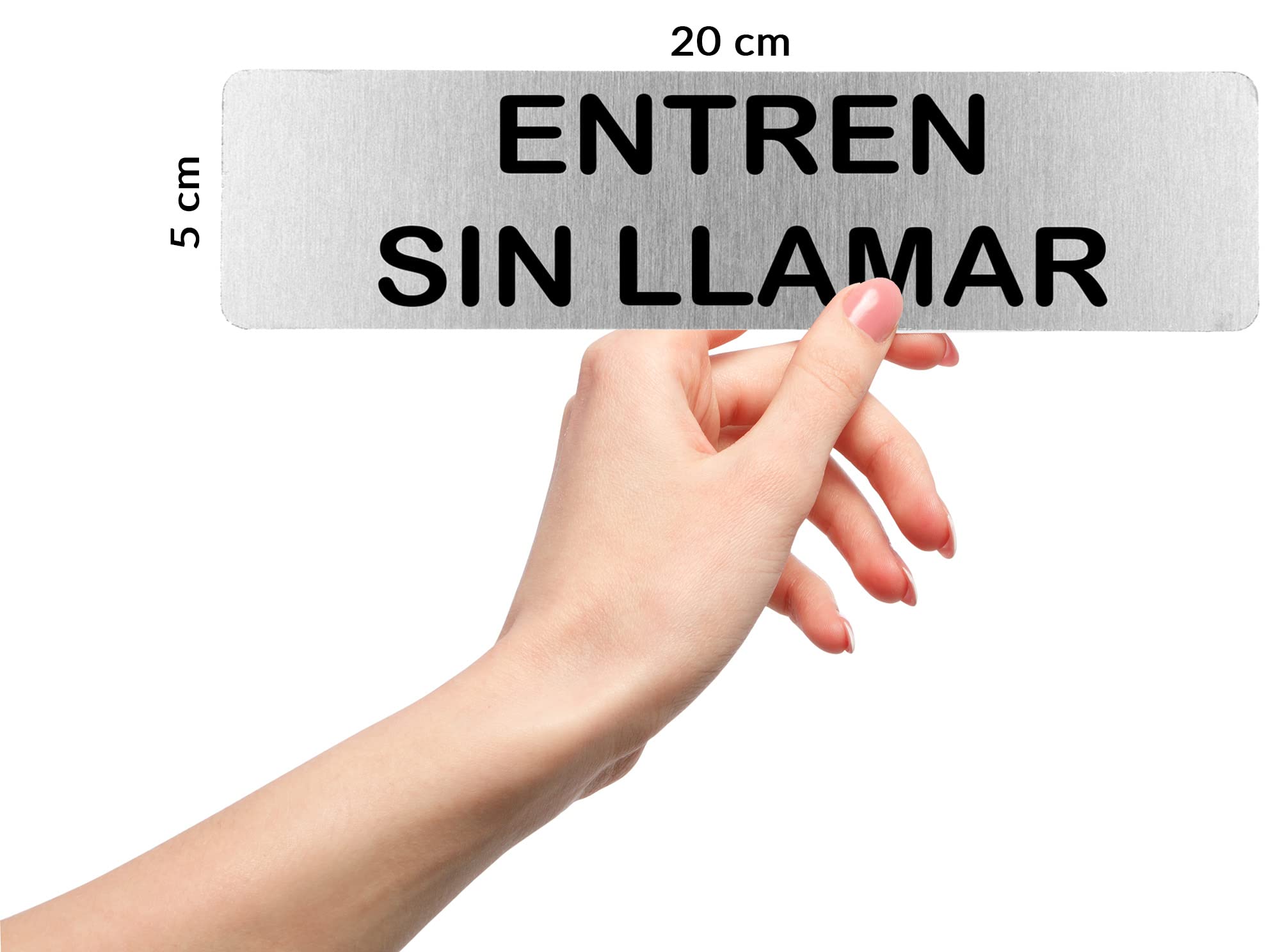 Señal de acero inoxidable ENTREN SIN LLAMAR | Placa puerta | Señal informativa | Cartel Puerta 200X50mm (ref.RD707053)