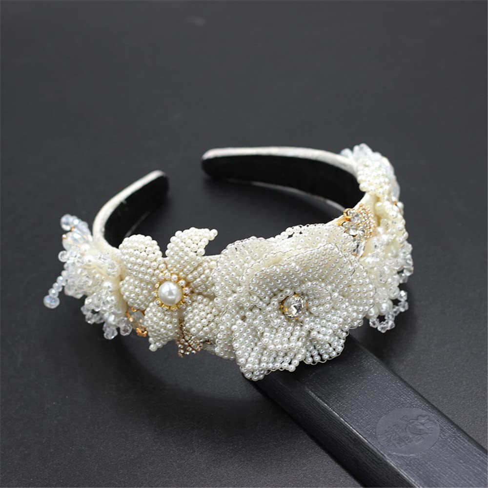 QTMY Pearl Crystal Headbands for Women,Hair Hoop Accessories Headwear Jewelry,559