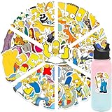 50pcs Cartoon Anime The Simpsons Stickers for Teens Adult, Waterproof Vinyl Cartoon Movie Decal for Water Bottle Skateboard Guitar Travel Case Bike Laptop,Car Bumper,Luggage,Phone (simps)