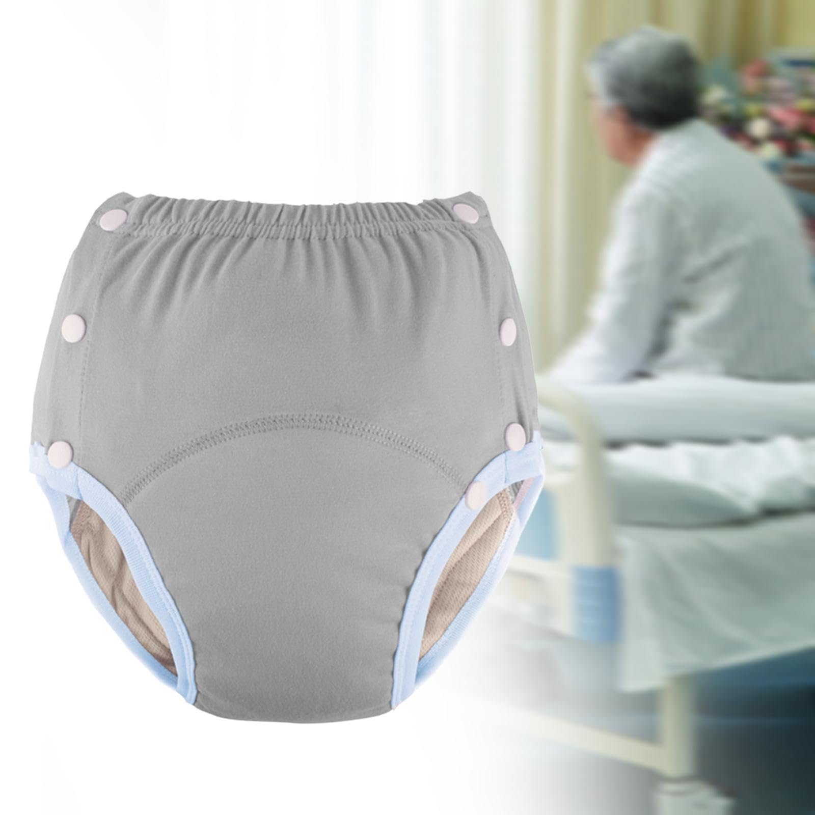 Wiederverwendbare Stoffwindeln für Erwachsene, atmungsaktiv, schützende Unterwäsche für ältere Menschen, stabil, verstellbare Taille, 66–99 cm , GRAU