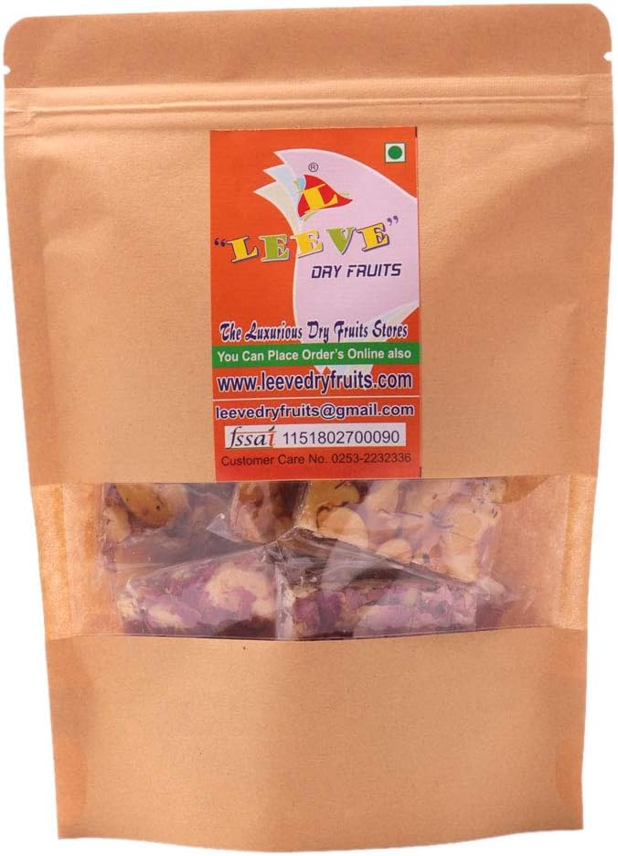 LEEVE DRY FRUITS Fresh Mix Dryfruit Rose Petal & Cashew Nut Cobo Nutritius Chikkis Bar Kaju Badam Pista 200 gmas