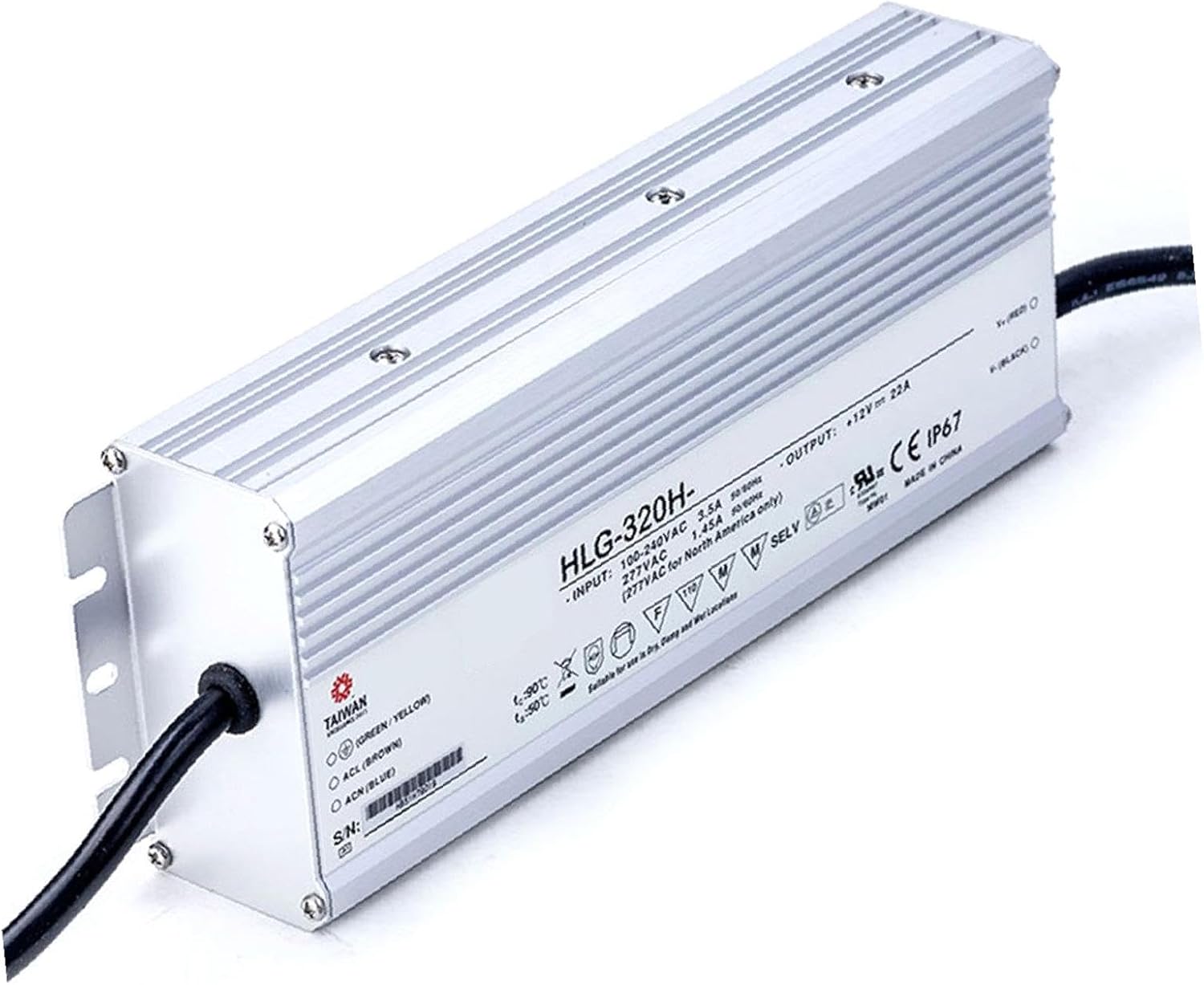 HLG-320H-48B 48V 2.5A 120W LED Driver IP67 Waterproof for Outdoor Lighting