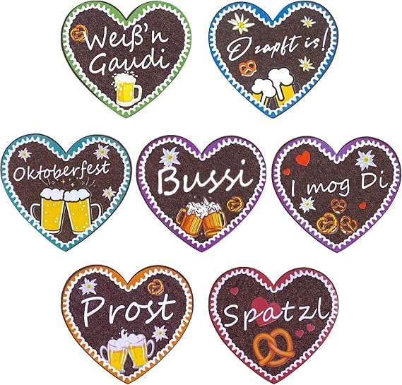 7pcs Pin Anstecker Oktoberfest lebkuchenherzen Herz,Oktoberfest Deko oktoberfest accessoires für Oktoberfest herren outfit trachten accessoires damen