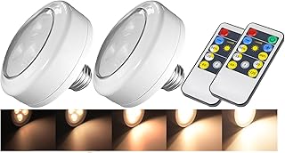 Led Puck Lights Battery Operated Light Bulbs With Remote, Battery Light Bulbs For Non-hardwired Lamp, Dimmable E27 Battery Bulb, Remote Control Battery Powered Light Bulbs For Wireless Wall Sconce