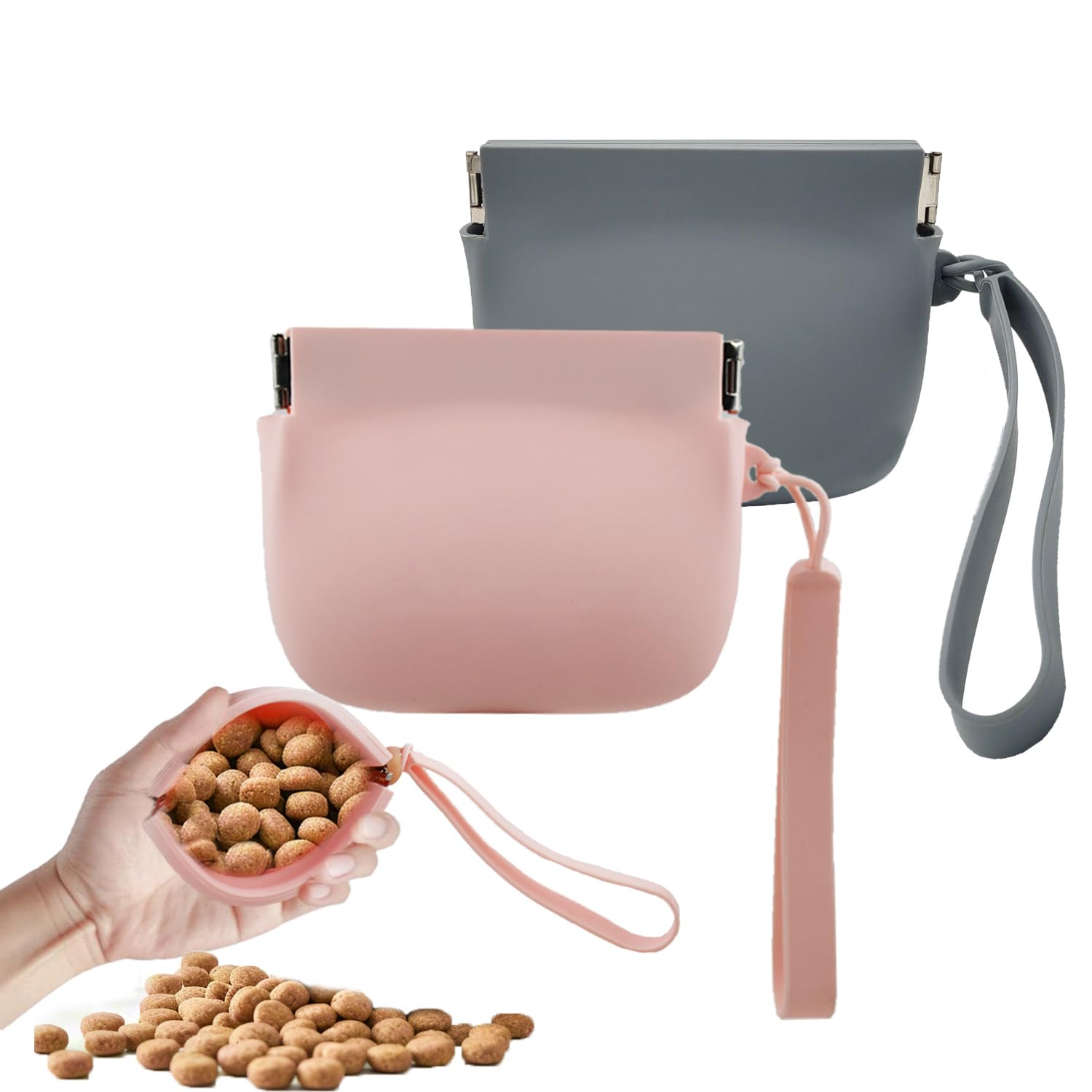 Sac à friandises portable en silicone pour voyage et balade canine