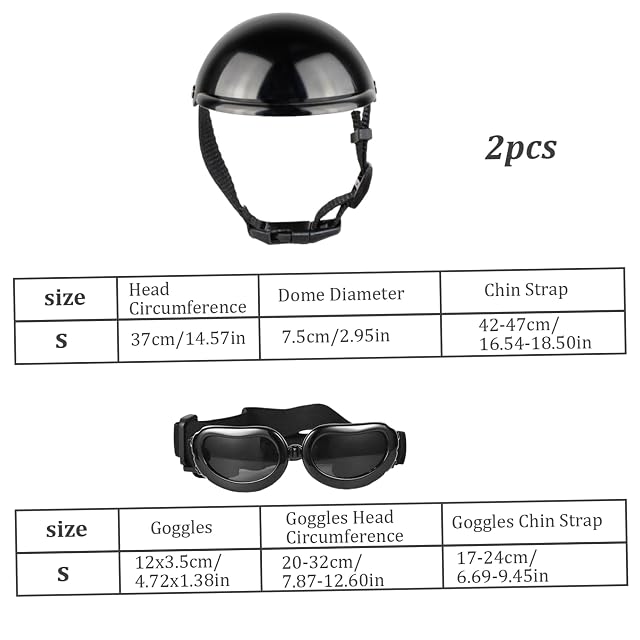 Foto 5 de 7 de 2 Unids/Set Casco Y Gafas para Perros, Correa De Barbilla Ajustable Casco Domo con Orificio para La Oreja…