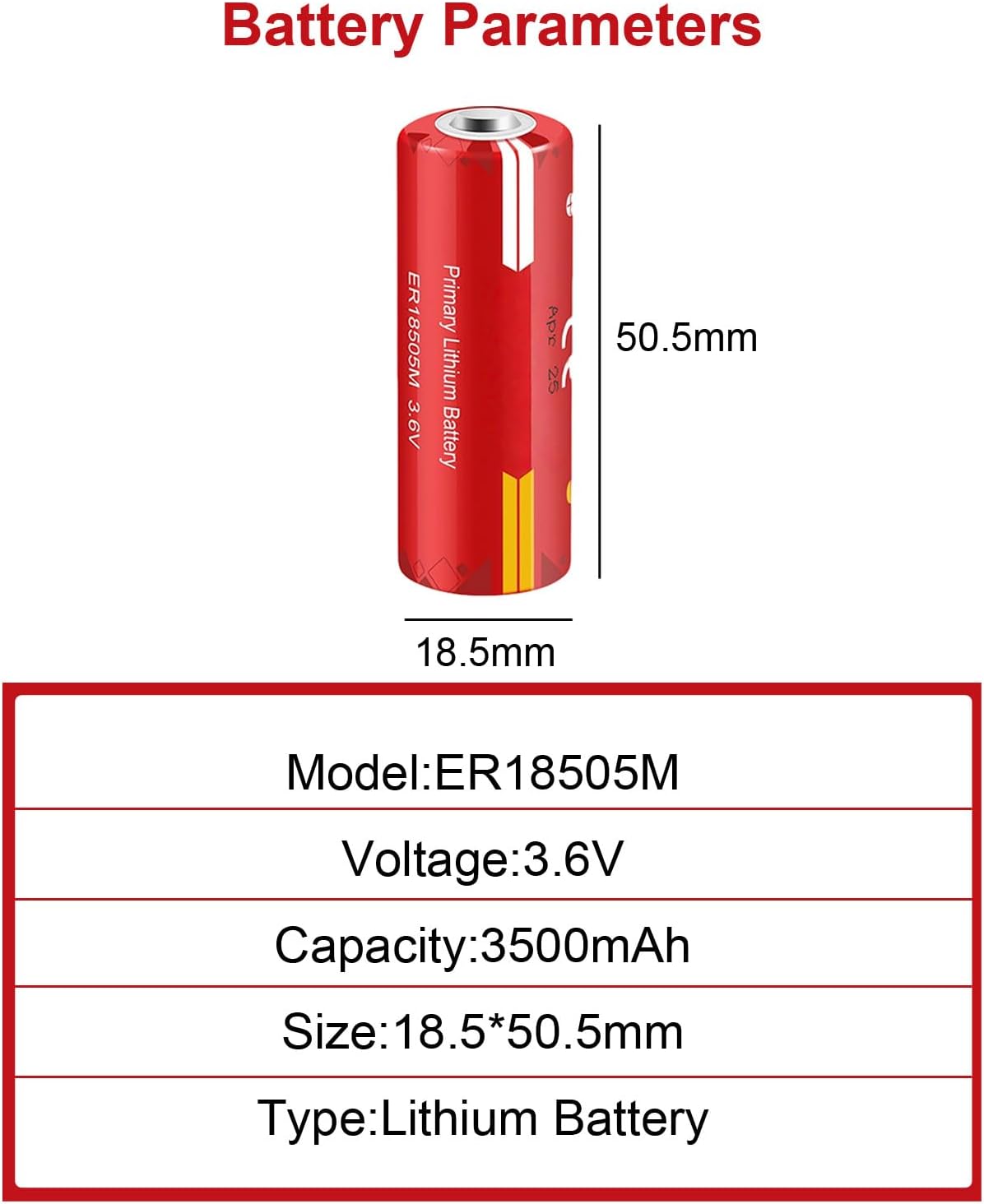 Hoorae 12 Pack ER18505M 3.6V 3500mAh Lithium Battery(Non-Rechargeable)