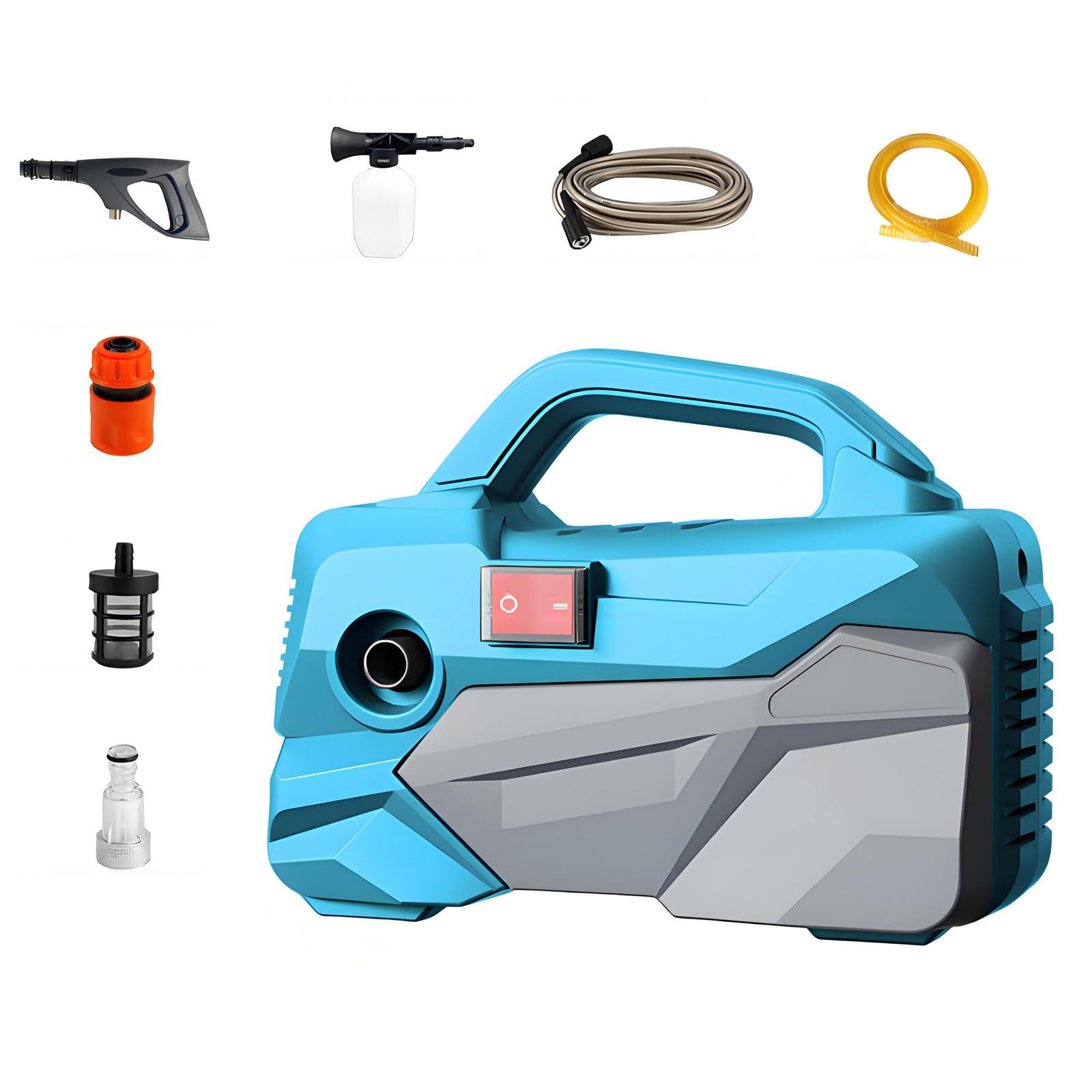 Hidrolimpiadora Eléctrica Portátil De 1400 W, Limpiadora De Alta Presión De 40 Bar Con Boquilla Ajustable,Ideal Para La Limpieza De Coches, Motos, Patios Y Zonas Exteriores Del Hogar Shortnozzle