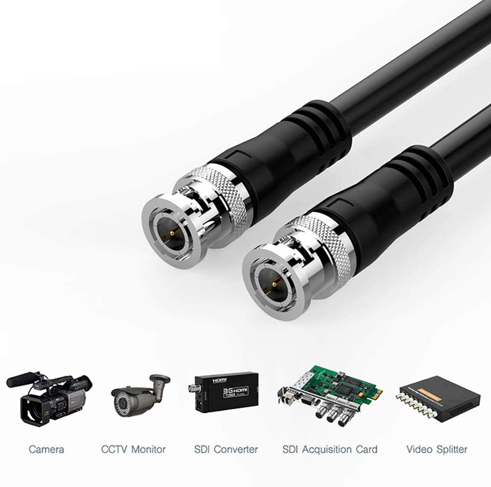 5-Pack 16ft BNC Male to BNC Male Jumper 75-Ohm Cable Extension Connector for CCTV DVR to TV System