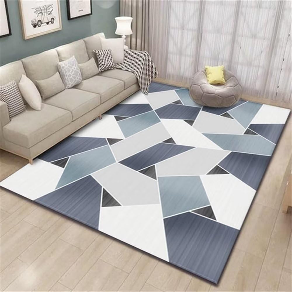 Tapis de salon gris 160x200cm à motifs géométriques pour chambre