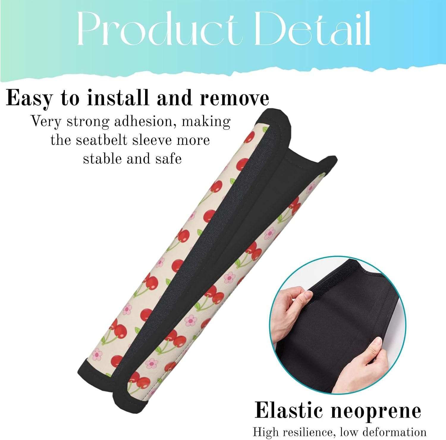Seat Belt Shoulder Pad 2PCS, Soft Shoulder Pad Neck Cushion Protector Breathable and Sweat-Absorbent Car Seat Belt Strap Cushion Fit All Car Unisex - Cute Cherry