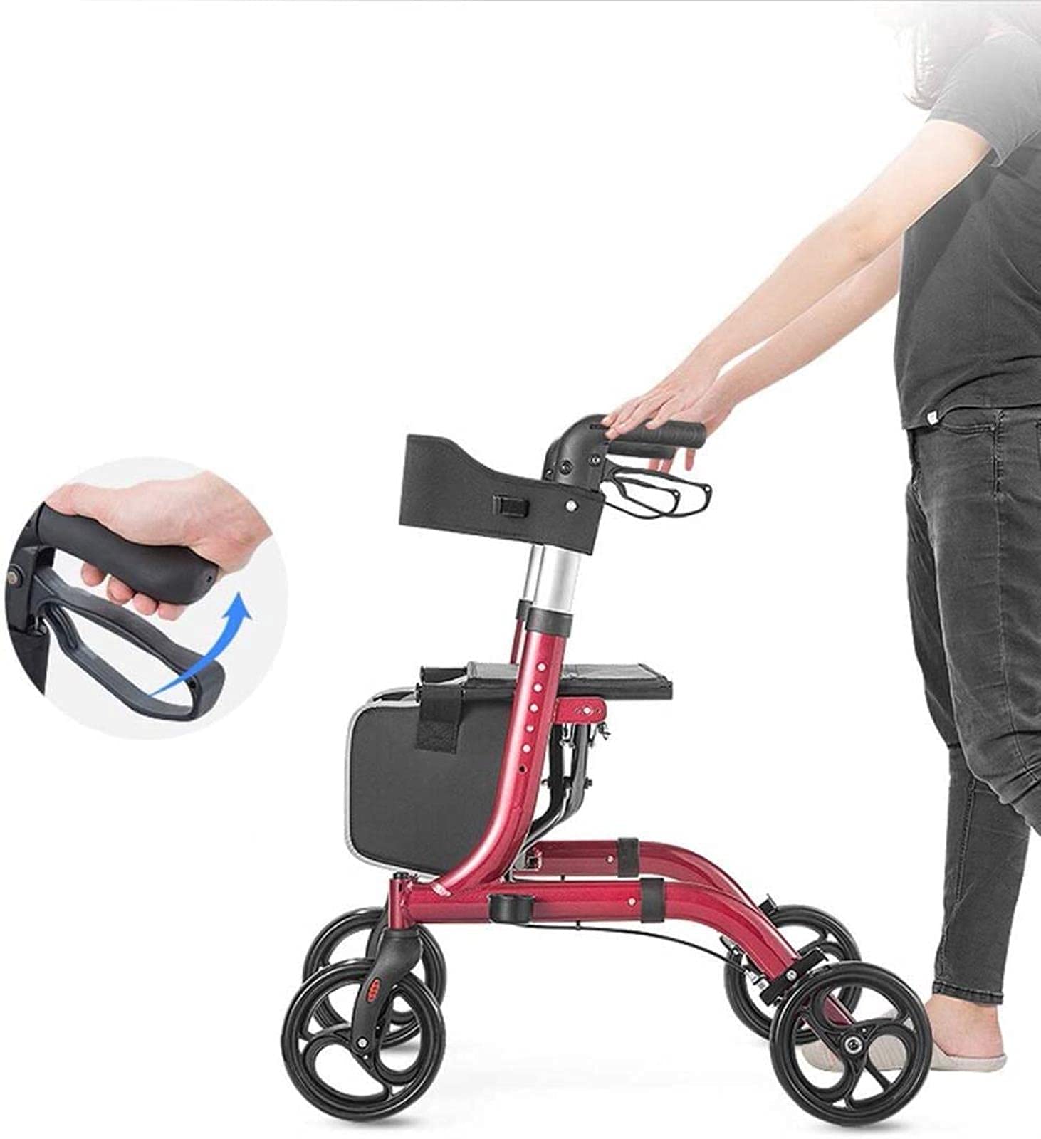 Chodziki Rollator dla seniorów, składane aluminiowe chodziki dla dorosłych, chodziki dla osób starszych z kółkami i regulowanym uchwytem siedziska