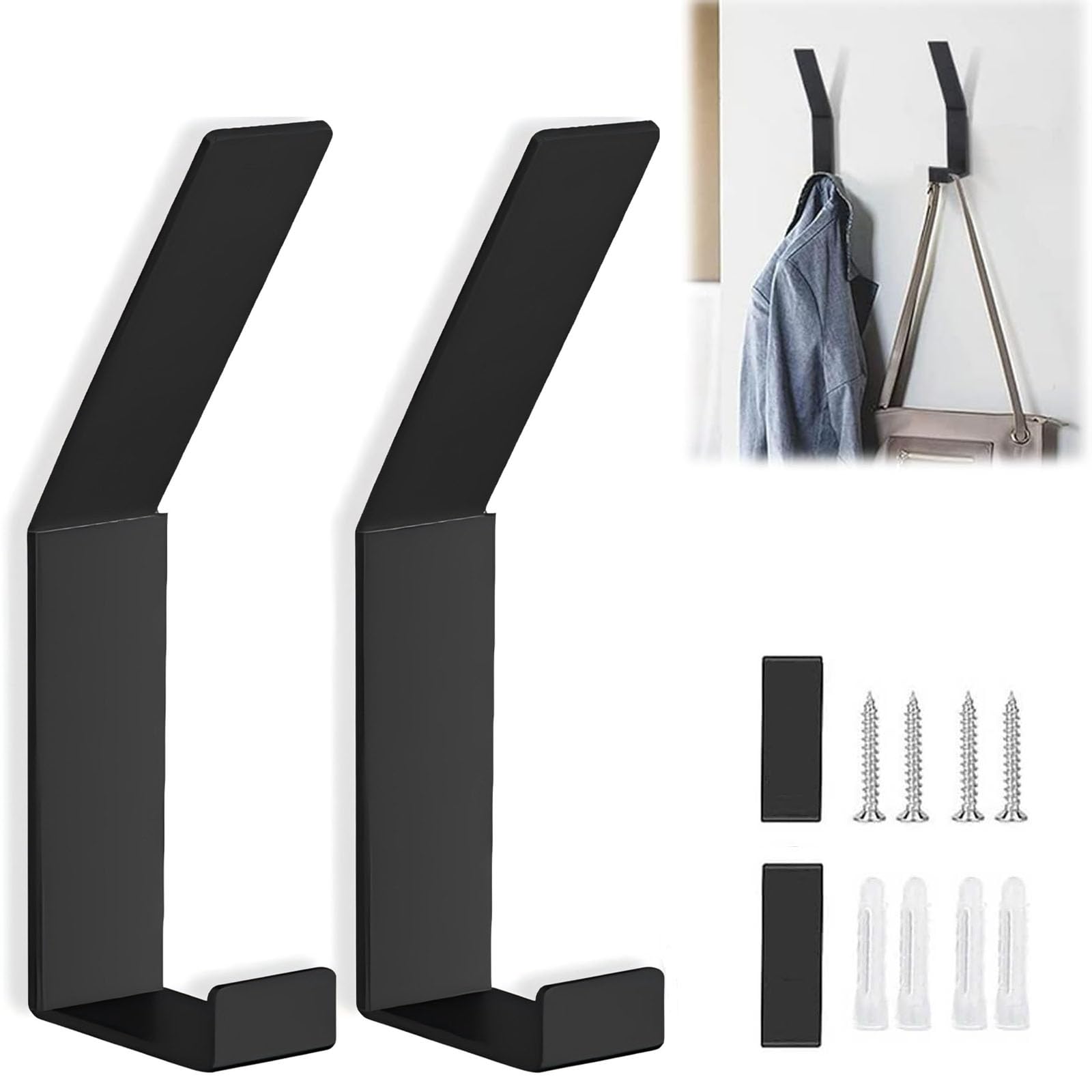 CDDCWZ 6 Pièces Porte Manteau Mural, Patere Murale, Porte Manteau,Noir Crochets Mural Muraux Manteaux Patères Coat Hooks avec Vis pour Porte Manteau Salle de Bain Cuisine,avec couvercle