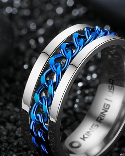 Vista 67 de King Ring 8mm Spinner Ring – Fidget Ring for Men & Women – Designed in USA Negro