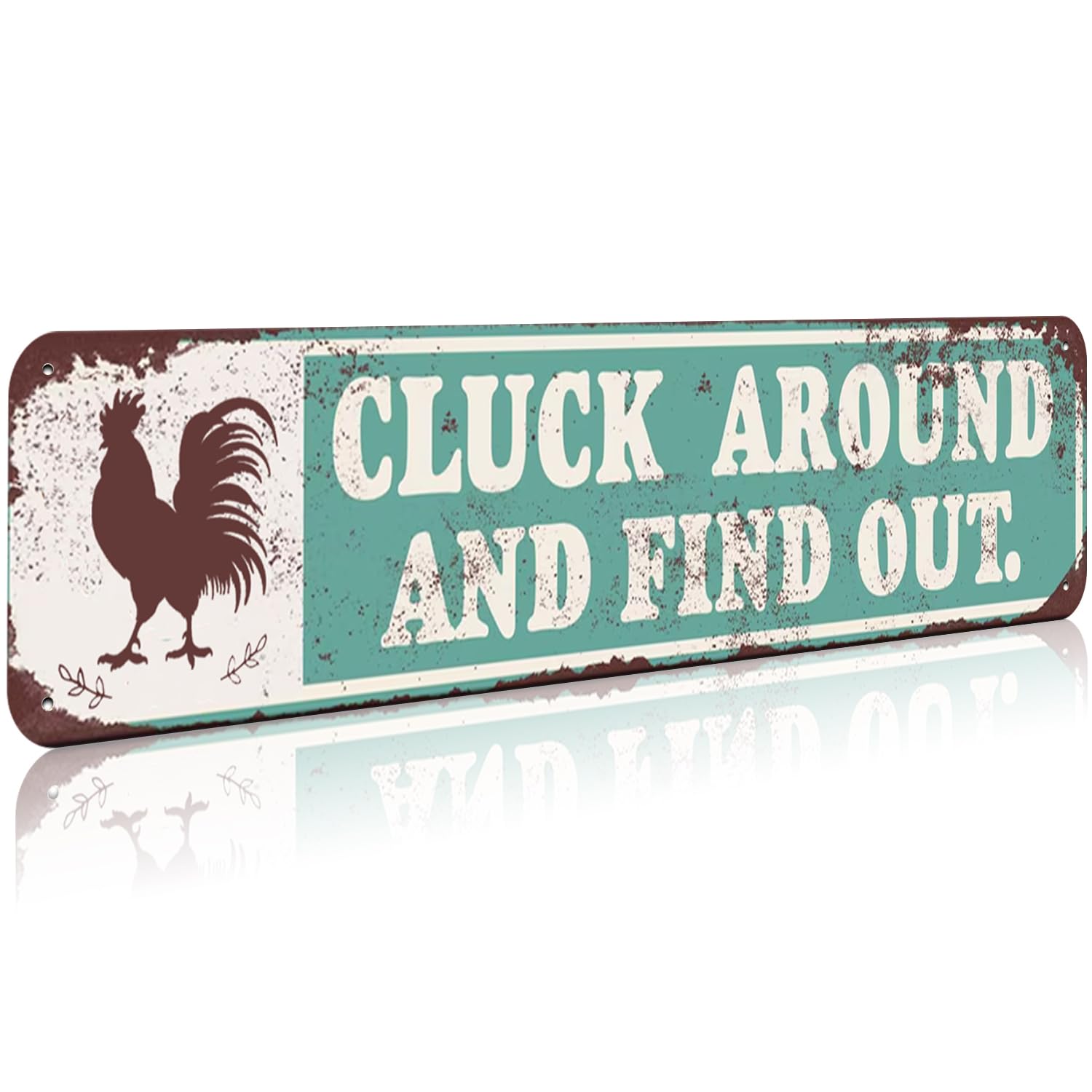 Chicken Cluck Around and Find Out Metal Signs for Farm House Wall Art-Vintage Tin Signs for Chicken Coop Home Farmhouse Kitchen Garden Decor,4x16 Inch