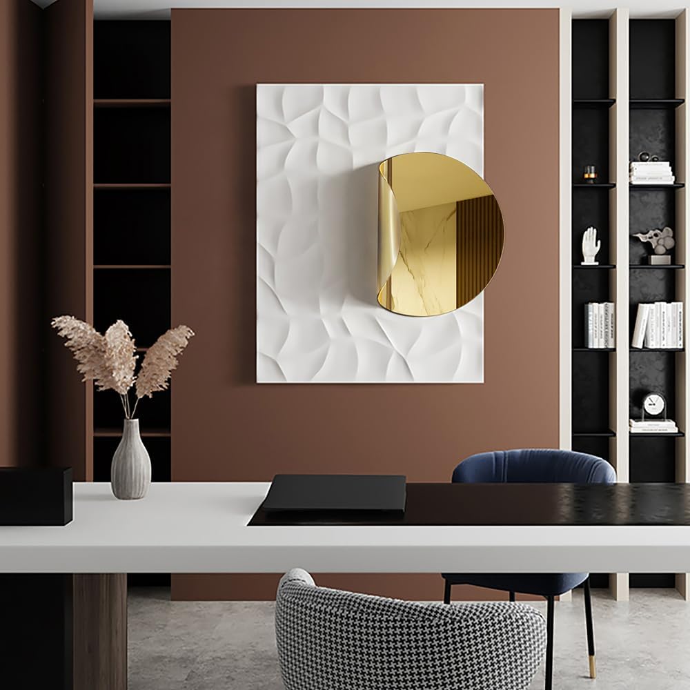 homary Modern 3D Geometric Metal Wall Art - 23.6" x 35.4" Gold Abstract Rectangle Wall Sculpture, Decorative Contemporary Wall Decor for Living Room, Bedroom, Office (Gold)