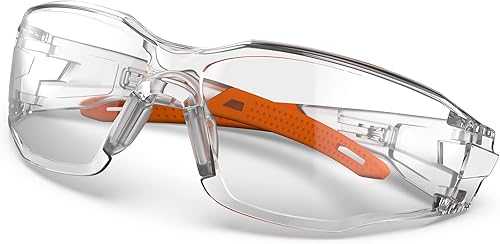 Miniatura 2 de DILANCO Gafas de seguridad transparentes, marcos ajustables con agarres antideslizantes y protección UV completa para mujeres y hombres