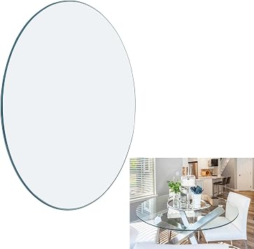 Round Table Top Glass, Diameter 14.2 - 39.4 inches 36 - 100 cm, Clear Tempered Glass Tabletop, Round Plate Glass, 0.3 inch 8 mm Thickness, Glass Table Top, Coffee Table Glass Plate, Dustproof Low
