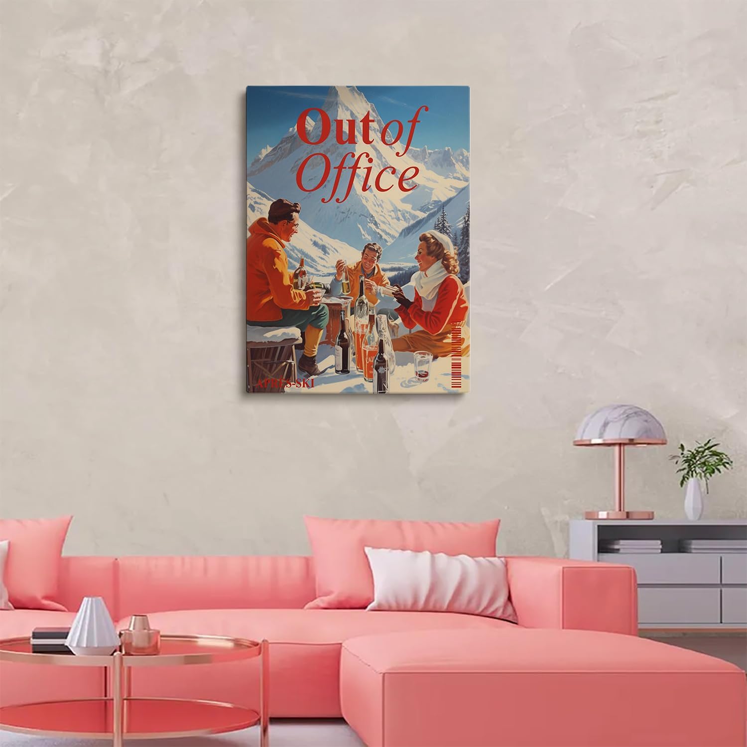 Retro Apres Ski Wall Art, Apres Ski Out of Office Poster, Apres Ski Newspapers Magazine Print,Vintage Bar Cart Art, Winter Wall Art, Kitchen Restaurant Office Decor 24x36 unframed