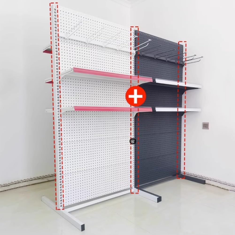 Two-Sided Retail Shelving Display, Supermarket Shelves, Convenience Combination Shelves, for Retail Convenience Grocery Office Supply Or Liquor Stores(Black,72x75x158 cm)