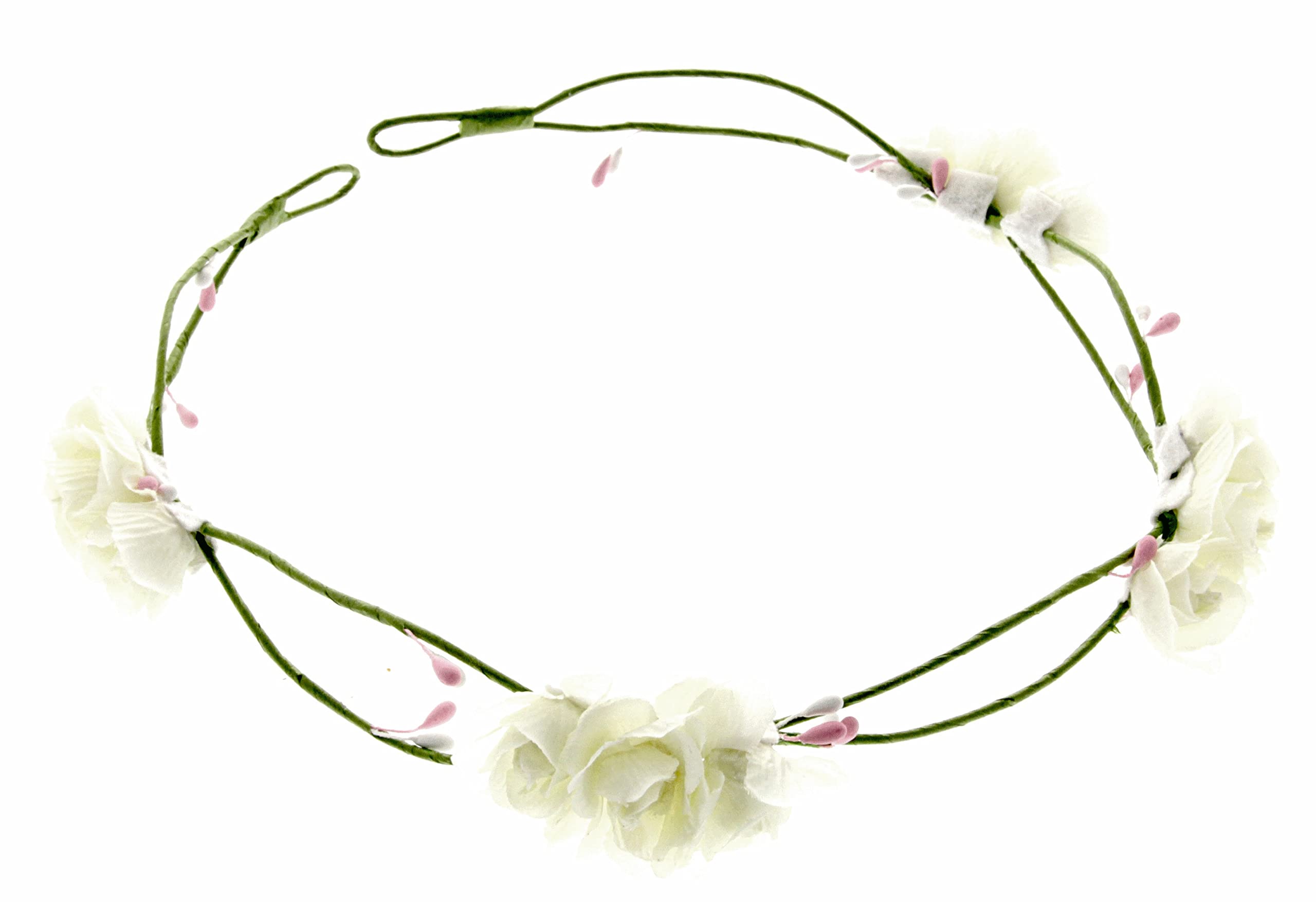 Corsage Creations Women's White Rose Headband | Adjustable Floral Headband For | Rose Hair Accessory For Weddings, Festivals & Special Occasions | Lightweight & Comfortable Fit | (17Cm)