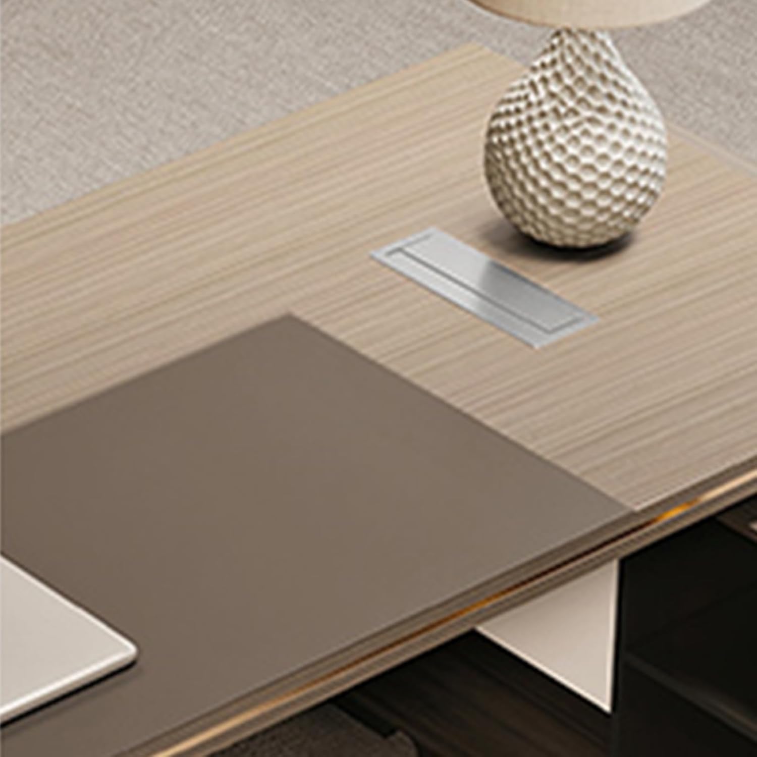 L Shaped Brown Executive Office Desk Computer Desk with File Drawers Writing Study Table Study Table Business Furniture Set for CEO Boss