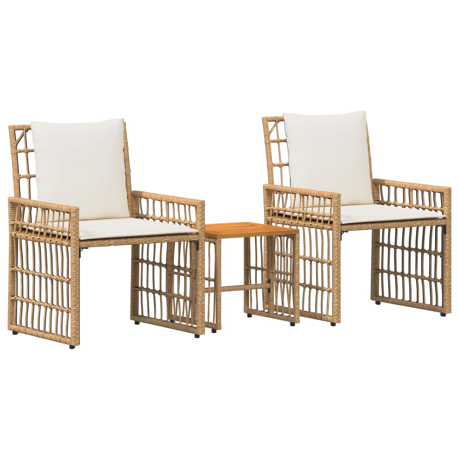 Mobilier de jardin en acacia et rotin synthétique résistant aux intempéries