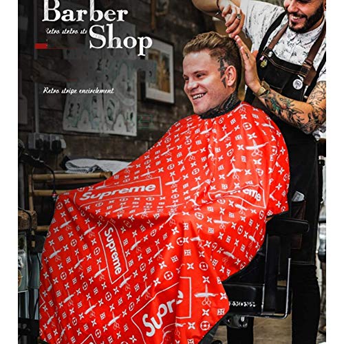 Foto von Haar Haarschnitt Umhang Frisier Barbier Cape Tuch Kleid Kittel Friseurumhang Erwachsene Männer Bart Schneiden Färben Haar Professionelle Friseur Salon Werkzeug Zubehör, Nacken Pinsel/Bürste, XL,A