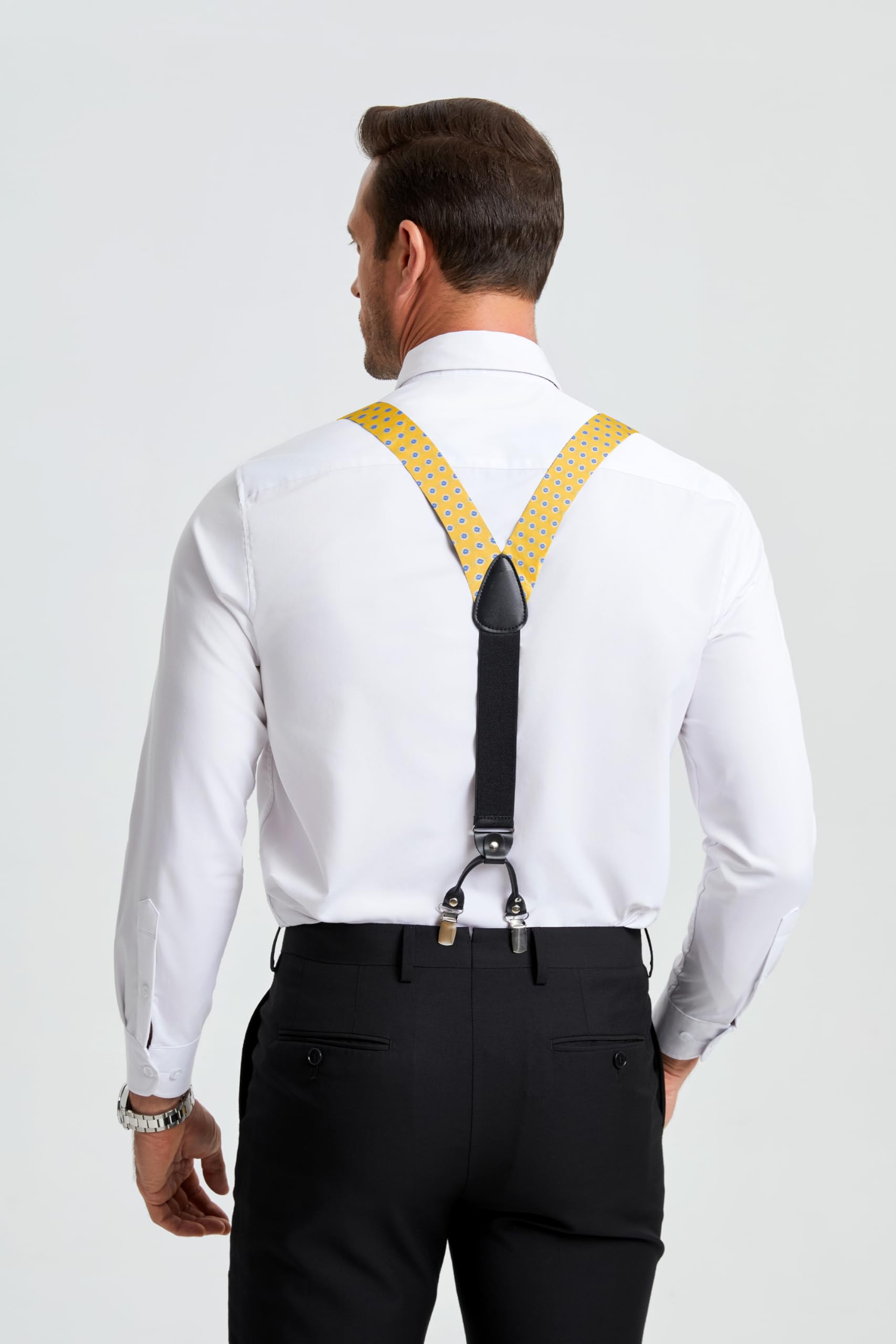 HISDERN Paisley Tirantes para hombre forma de Y elásticos y ajustables Pajarita Pañuelo set Conjuntos de y pajaritas para hombre