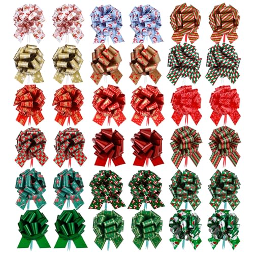 woric 36 Pcs Christmas Bows for Gift Wrapping, Large Christmas Wrap Bows for Presents Baskets Bottles Xmas Gift Wrapping Holiday Decoration（4.33inch）