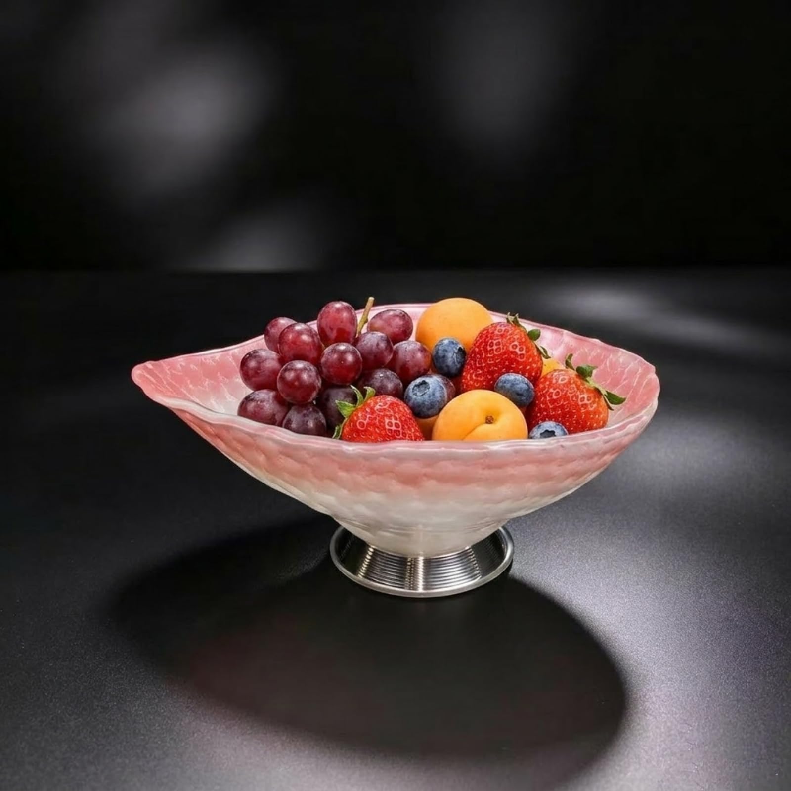 Plato Vidrio con Bor Ondulado, 44 × 37 × 18 Cm