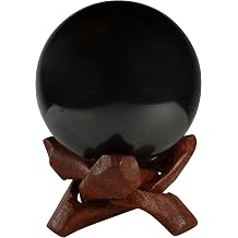 Shungite World Authentic Shungite Stone Sphere Polished 60 mm / 2.36 with Stand, Natural Real Feng Shui Meditation Healing Crystal Decorative Ball Home Protection Grounding Black Orb Decor