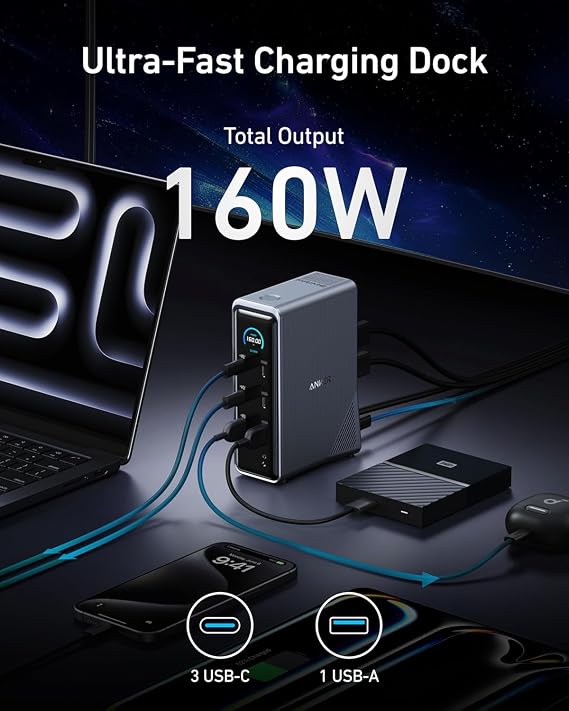 Anker Prime Charging Docking Station, 14-Port with 160W Max Output and Built-In GaN AC-DC Power & Nano 8-in-1 USB C Docking Station, Dual Monitor Laptop Dock with 4K@60 Hz HDMI